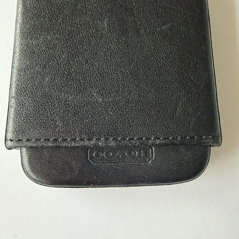 Coach Black Leather 2-Piece Slide Structured Business Card Holder Case Wallet